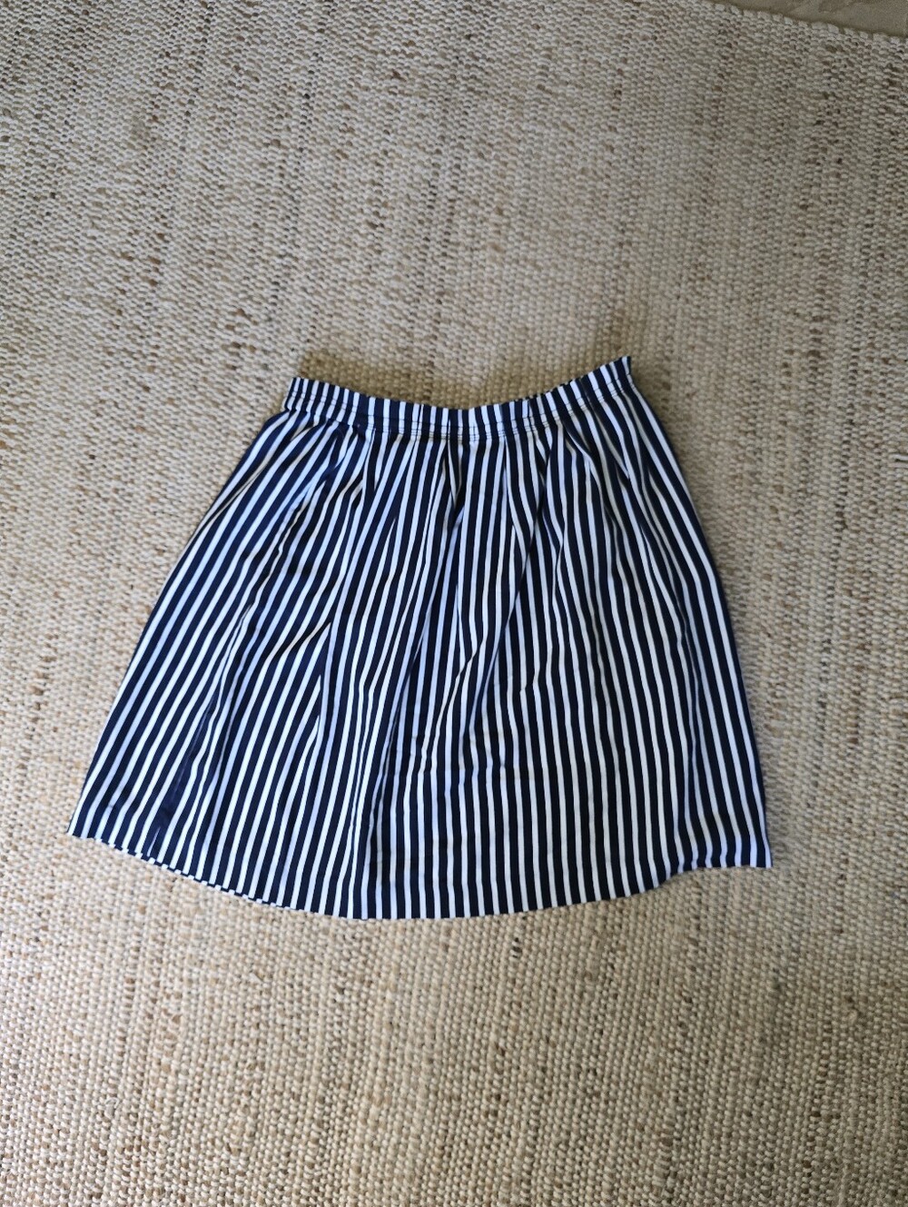 J. Crew Navy and White Vertical Stripe Skirt